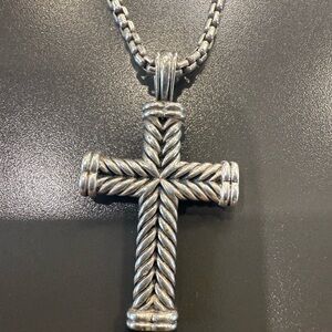 David yurman Silver Cross Pendant Necklace